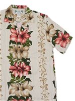 Two Palms Hibiscus & Plumeria Beige Rayon Men's Hawaiian Shirt
