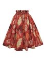 Anuenue (Pau) Tapa Monstera Red Poly Cotton Single Pau Skirt / 3 Bands