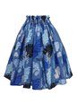 Anuenue (Pau) Tapa Monstera Blue Poly Cotton Single Pau Skirt / 3 Bands