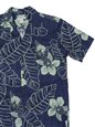 Two Palms Orchid tropical leaves Navy Cotton Men&#39;s Hawaiian Shirt