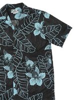Two Palms Orchid tropical leaves Black Cotton Two Palms / TPALM Orchid tropical leaves Black Cotton Men's Hawaiian Shirt