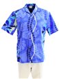 [USED ITEM] Royal Hawaiian Creations Monstera Lei Blue Poly Cotton Men&#39;s Hawaiian Shirt(USED)