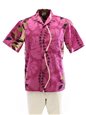 [USED ITEM] Royal Hawaiian Creations Monstera Lei Purple Poly Cotton Men&#39;s Hawaiian Shirt(USED)