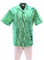 [USED ITEM] Royal Hawaiian Creations Monstera Lei Green Poly Cotton Men's Hawaiian Shirt(USED)