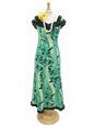 [USED ITEM] Royal Hawaiian Creations Monstera Lei Green Poly Cotton Hawaiian Nahenahe Ruffle Long Muumuu Dress (USED)