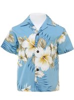 [USED ITEM] Anuenue Hibiscus Trend Blue Cotton Boys Hawaiian Shirt (Used)