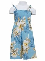 [USED ITEM] Anuenue Hibiscus Trend Blue Cotton Girls Hawaiian Summer Dress (Used)