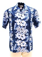 [USED ITEM] Two Palms Pacific Panel Navy Cotton Men's Hawaiian Shirt (Used)