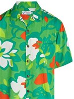 Jams World Hau Flower Green Rayon Men's Hawaiian Shirt