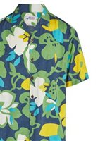 Jams World Hau Flower Blue Rayon Men's Hawaiian Shirt