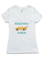 【Soha Living コラボ】 Honi Pua レディースハワイアンTシャツ [Hale'iwa Town]