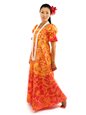 [USED ITEM] Gradation Medley Orange Poly Cotton Hawaiian Long Muumuu Dress(USED)