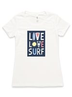 【Soha Livingコラボ】 Honi Pua レディースハワイアンUネックTシャツ [Live Love Surf]