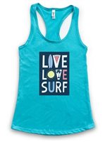 [Soha Living Collaboration] Honi Pua Live Love Surf Ladies Hawaiian Racerback Tank Top