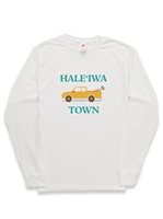 【Soha Living コラボ】 Honi Pua ユニセックスハワイアン長袖Tシャツ [Hale'iwa Town]