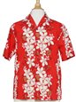 [USED ITEM] Two Palms Vintage Plumeria Red Cotton Men&#39;s Hawaiian Shirt (Used)