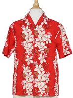 [USED ITEM] Two Palms Vintage Plumeria Red Cotton Men's Hawaiian Shirt (Used)