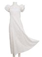 Two Palms Hibiscus Panel White Cotton Frill Puff Sleeve Long Dress