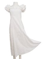 Two Palms Hibiscus Panel White Cotton Frill Puff Sleeve Long Dress