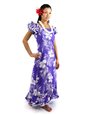 [USED ITEM] Pacific Legend Hibiscus Purple Cotton Hawaiian Ruffle Long Muumuu Dress (USED)