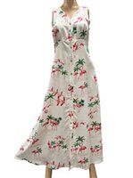 Paradise Found Flamingo Sand Rayon Hawaiian Long Dress