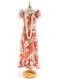 [USED ITEM] Pacific Legend Hibiscus Peach Cotton Hawaiian Ruffle Long Muumuu Dress(USED)