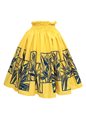 Anuenue (Pau) Tropical Plants Border Yellow &amp; Navy Poly Cotton Single Pau Skirt / 3 Bands