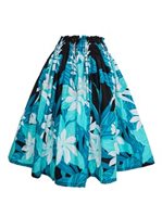 Anuenue (Pau) Tiare Turquoise & Black Poly Cotton Single Pau Skirt / 3 Bands