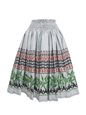 Anuenue (Pau) Leaf &amp; Tapa Border Silver Poly Cotton Single Pau Skirt / 3 Bands