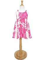 [USED ITEM] Royal Hawaiian Creations Hibiscus Panel Pink Poly Cotton Girls Hawaiian Elastic Dress with Zipper (USED)