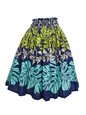 Anuenue (Pau) Big Monstera Leaf Navy Poly Cotton Single Pau Skirt / 3 Bands