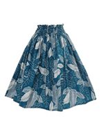 Anuenue (Pau) Palm Leaf Teal Poly Cotton Single Pau Skirt / 3 Bands