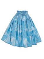 Anuenue (Pau) Palm Leaf Blue Poly Cotton Single Pau Skirt / 3 Bands