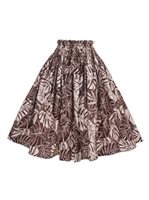 Anuenue (Pau) Monstera & Areca Palm Leaf Brown Poly Cotton Single Pau Skirt / 3 Bands