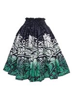 Anuenue (Pau) Tribal Tattoo & Hibiscus Black & Sage Poly Cotton Single Pau Skirt / 3 Bands