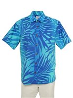 [USED ITEM] Anuenue Ginger Turquoise & Royal Poly Cotton Men's Hawaiian Shirt (Used)