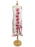 [USED ITEM] Two Palms Plumeria Panel White Cotton Hawaiian Midi Dress (USED)