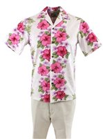 [USED ITEM] Two Palms Plumeria Panel White Cotton Men's Hawaiian Shirt (Used)