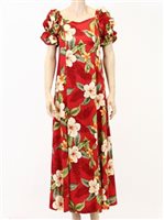 [USED ITEM] Two Palms Leilani Red Rayon Hawaiian Long Muumuu Dress (USED)