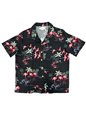 Paradise Found Fine Flamingos Midnight Rayon Women&#39;s Hawaiian Shirt