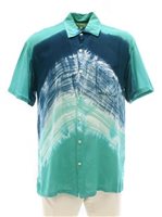 [USED ITEM] Angels by the Sea Gradation Teal Rayon Men's Hawaiian Shirt (USED)