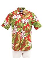 [USED ITEM] Anuenue Ginger & Tiare Red Poly Cotton Men's Hawaiian Shirt (USED)