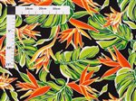 Bird of paradise & Monstera Black Poly Cotton LW-24-921