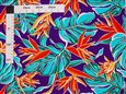 Bird of paradise &amp; Monstera Purple Poly Cotton LW-24-921