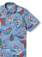 Reyn Spooner Christmas 2024 Blue Men's Hawaiian Shirt Pullover