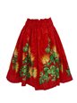 Anuenue (Pau) Ohia Lehua Border Red Poly Cotton Single Pau Skirt / 3 Bands [10% OFF]