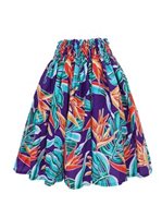 Anuenue (Pau) Bird of paradise & Monstera Purple Poly Cotton Single Pau Skirt / 3 Bands