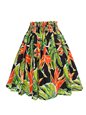 Anuenue (Pau) Bird of paradise &amp; Monstera Black Poly Cotton Single Pau Skirt / 3 Bands [10% OFF]