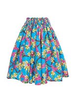 Anuenue (Pau) Plumeria Lei Turquoise Poly Cotton Single Pau Skirt / 3 Bands