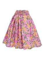 Anuenue (Pau) Plumeria Lei Pink Poly Cotton Single Pau Skirt / 3 Bands